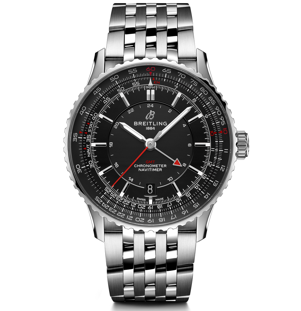 Breitling Navitimer Automatic GMT 41 Watch with Black Dial