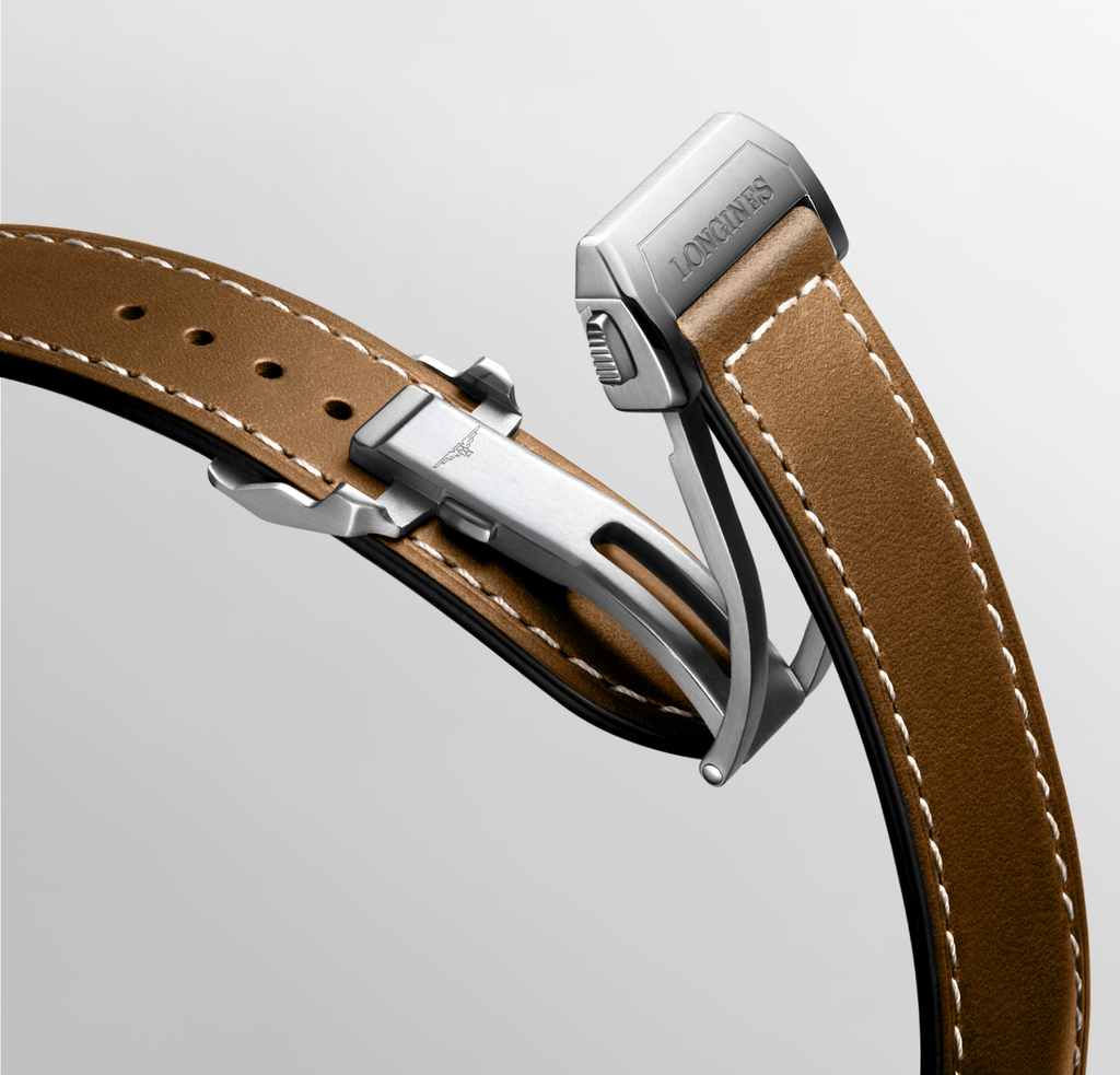 Longines Spirit Zulu Time 39mm Watch with Brown Leather Strap