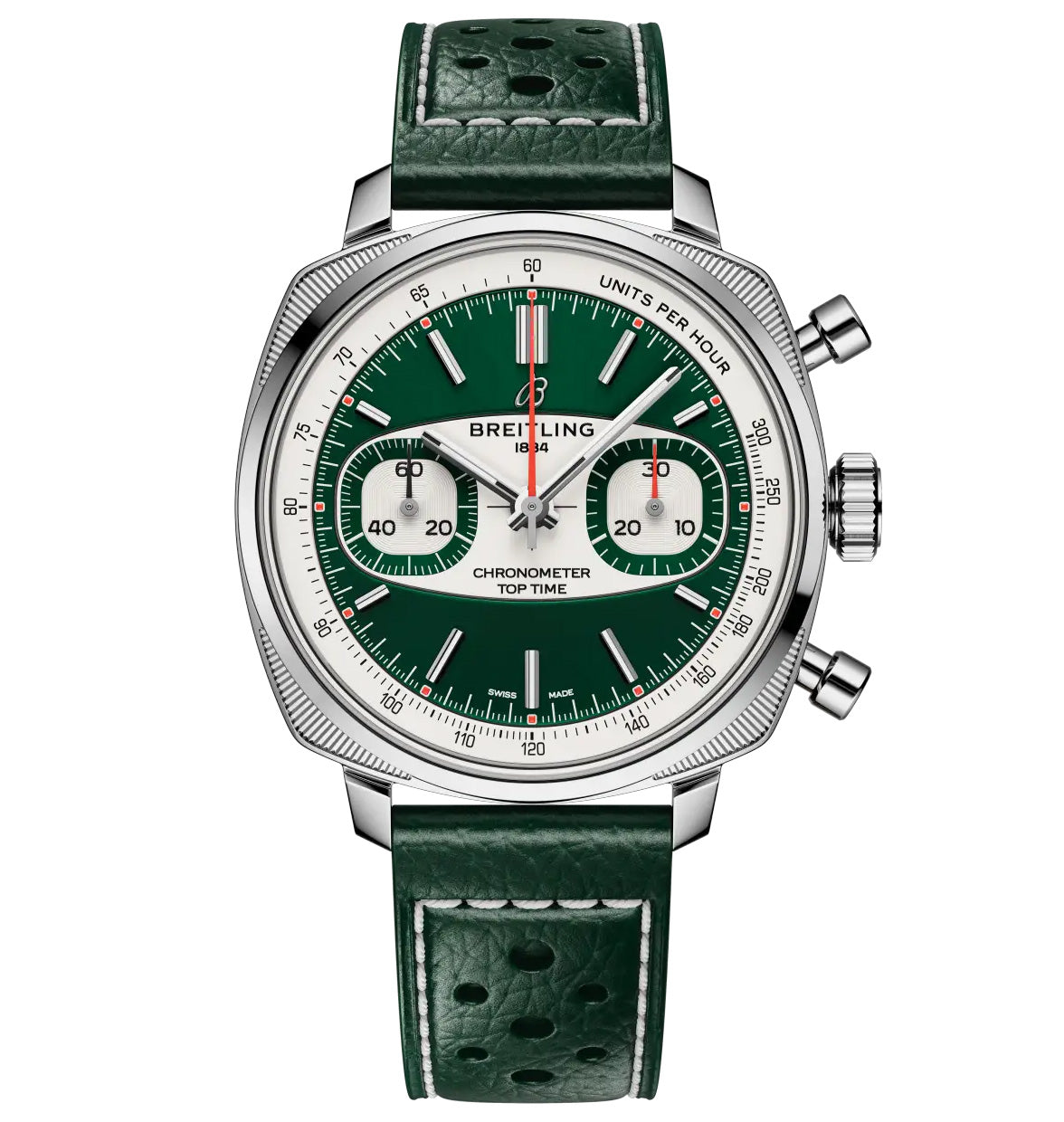 Breitling Top Time B01 Racing 38mm Watch with Green Leather Strap, Limited Edition