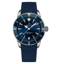 Breitling Superocean Heritage Automatic 36 Watch with Blue Mesh Rubber Strap