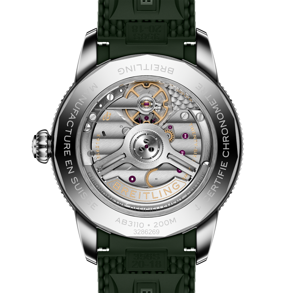 Breitling Superocean Heritage B31 Automatic 40 Watch with Green Mesh Rubber Strap