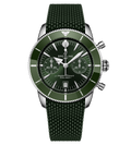 Breitling Superocean Heritage B01 Chronograph 42 Watch with Green Mesh Rubber Strap