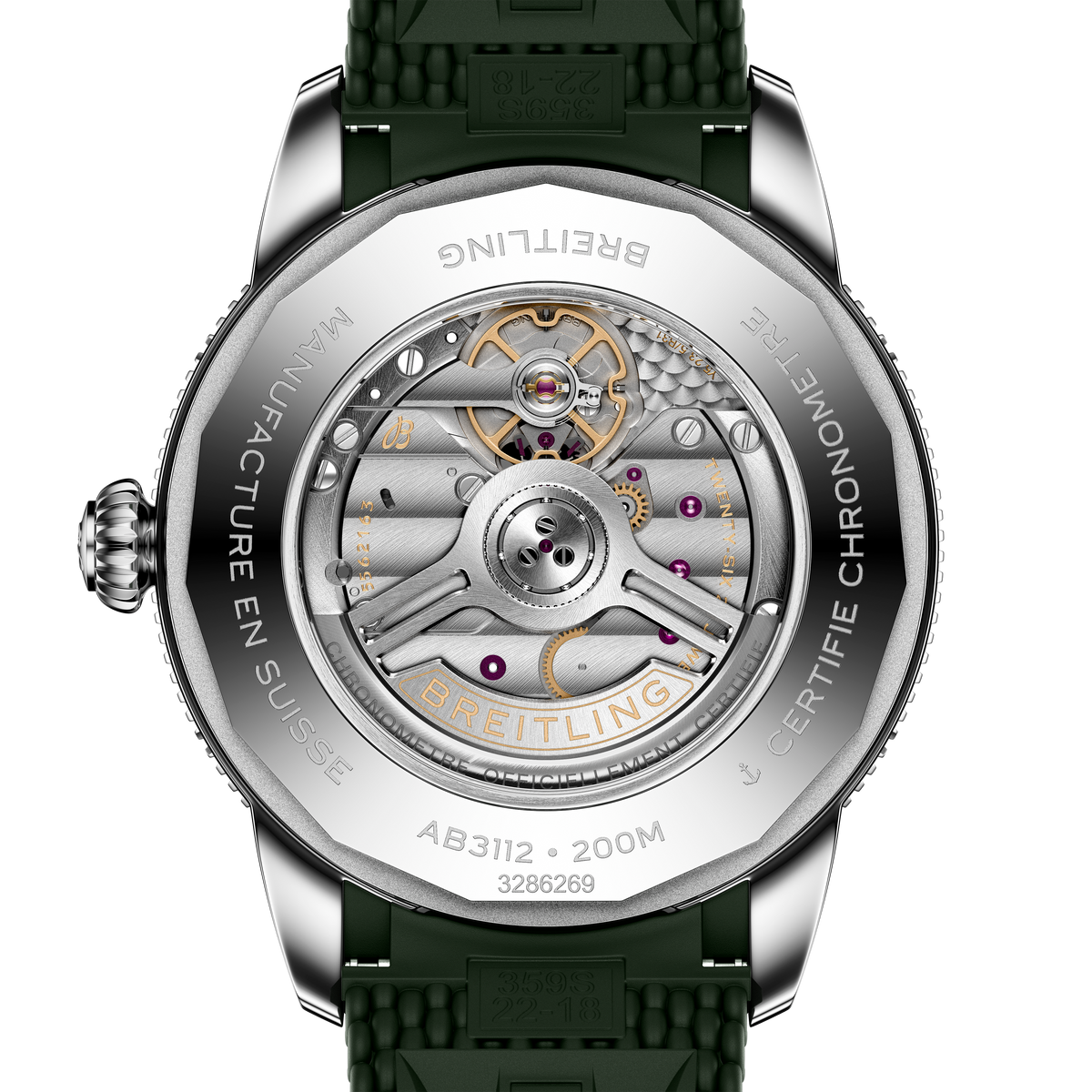 Breitling Superocean Heritage B31 Automatic 44 Watch with Green Mesh Rubber Strap